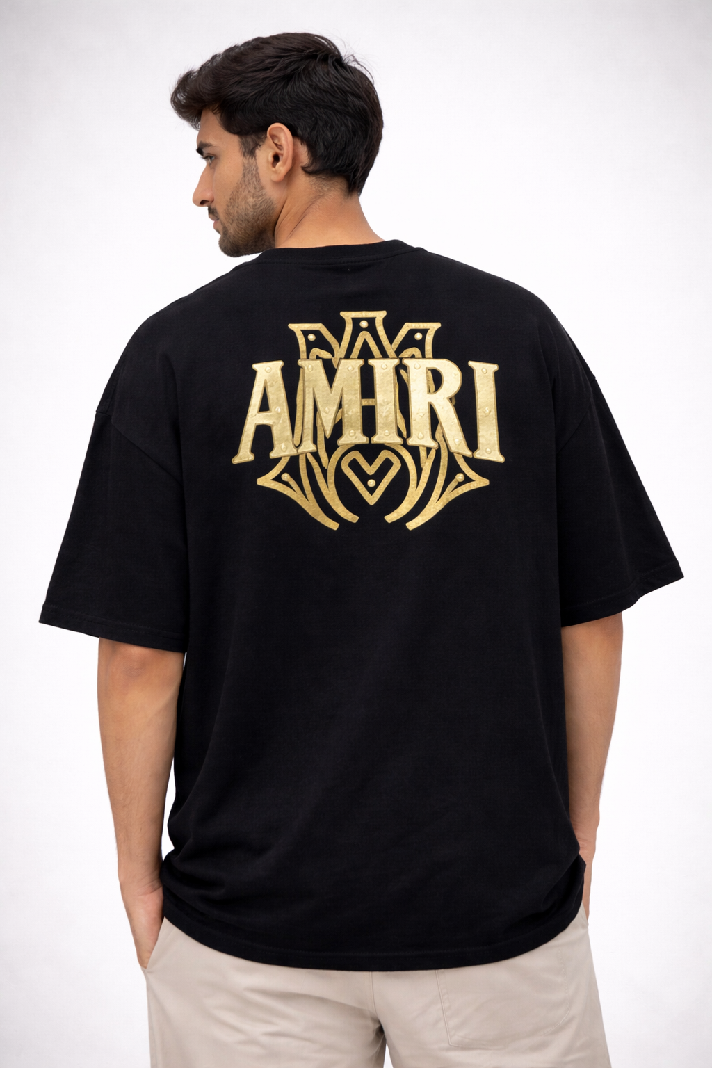 AMIRI Drop Shoulder Oversized T-Shirt – Unisex Summer Collection 2026 | Black Gold Edition