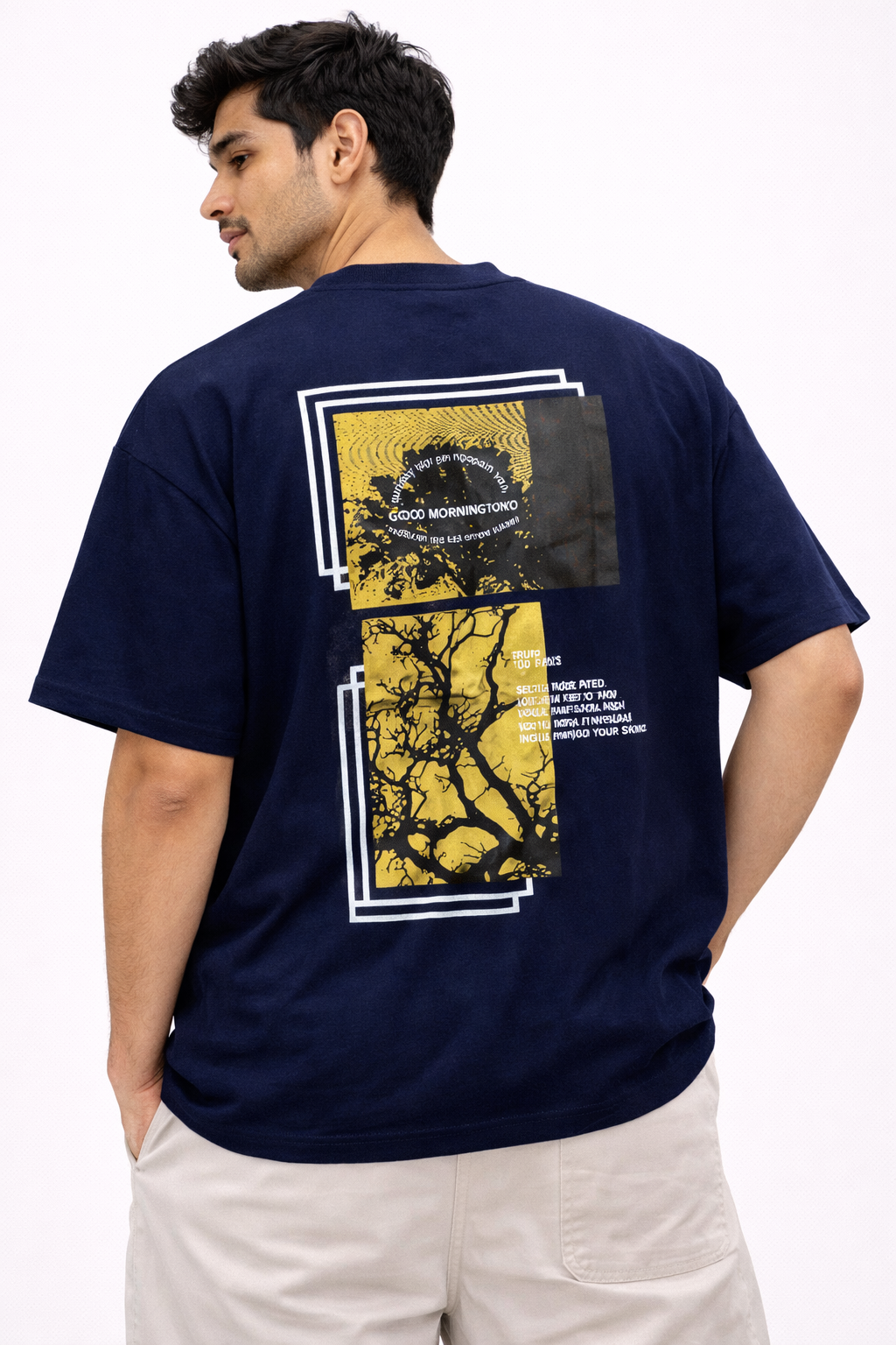 Graphic Oversized T-Shirt – Men's Summer Collection 2026 | Navy Blue Edition