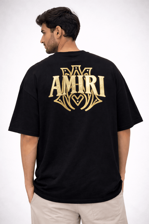 AMIRI Drop Shoulder Oversized T-Shirt | Black Gold - Zeenex