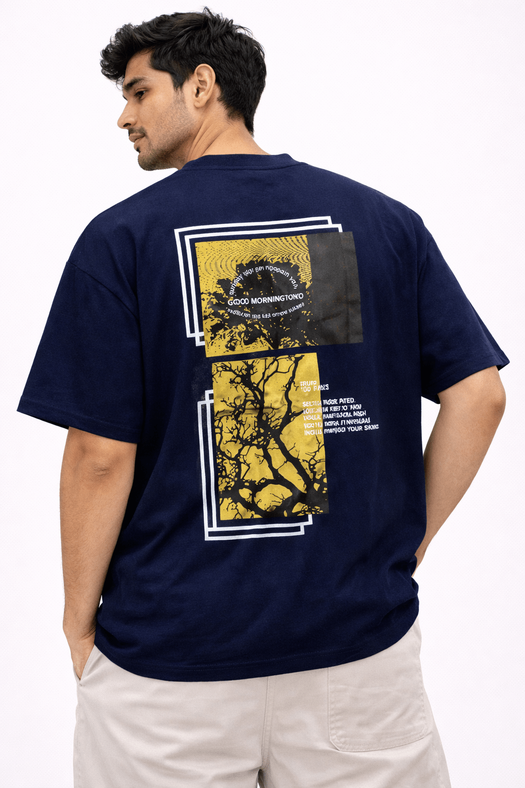 Graphic Oversized T-Shirt – Men's Navy Blue Edition - Zeenex