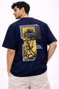 Graphic Oversized T-Shirt – Men's Navy Blue Edition - Zeenex